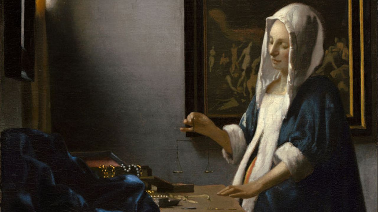 Woman Holding a Balance