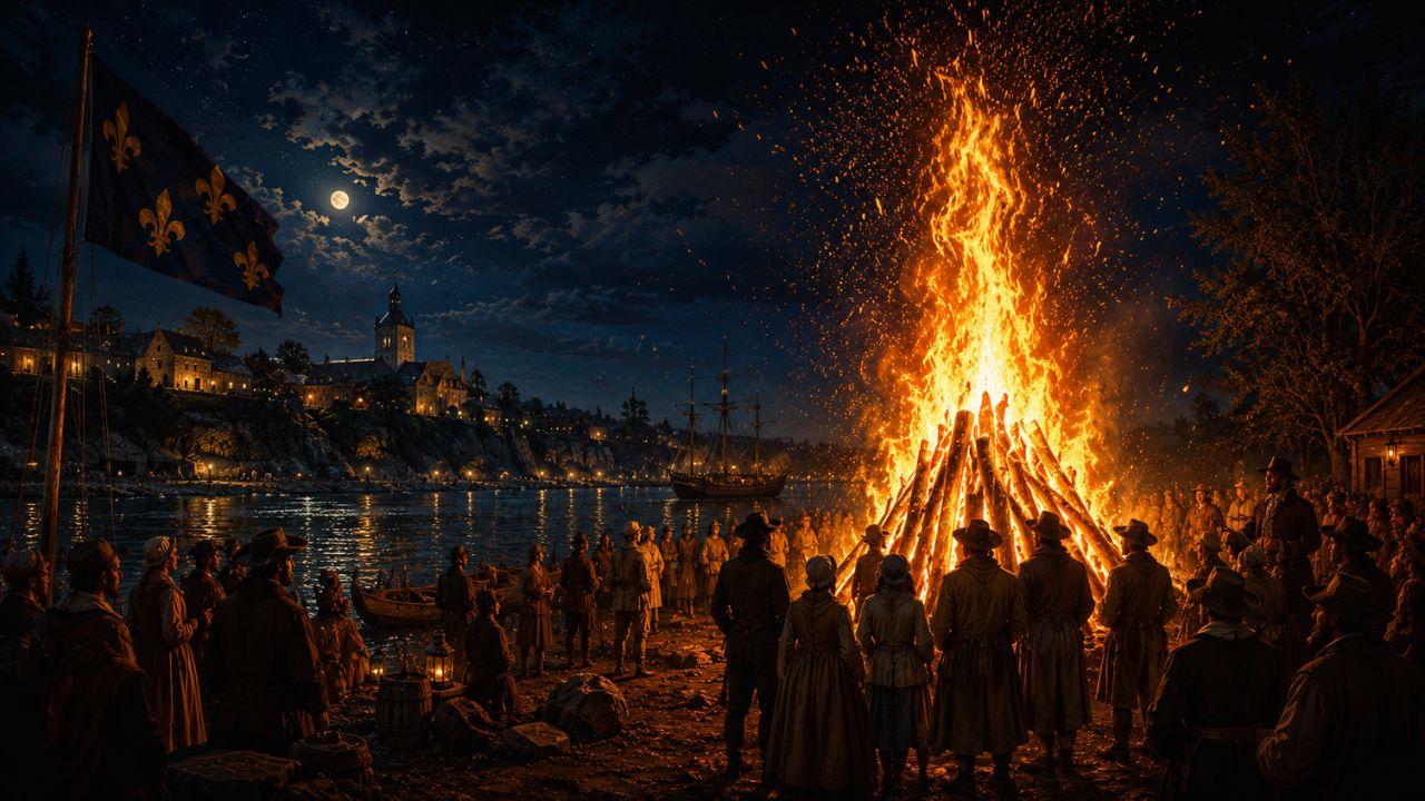Historical bonfire tradition representing the ancient roots of F&ecirc;te Nationale du Qu&eacute;bec