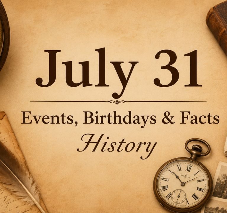 July 31 historical events calendar showing key dates and milestones